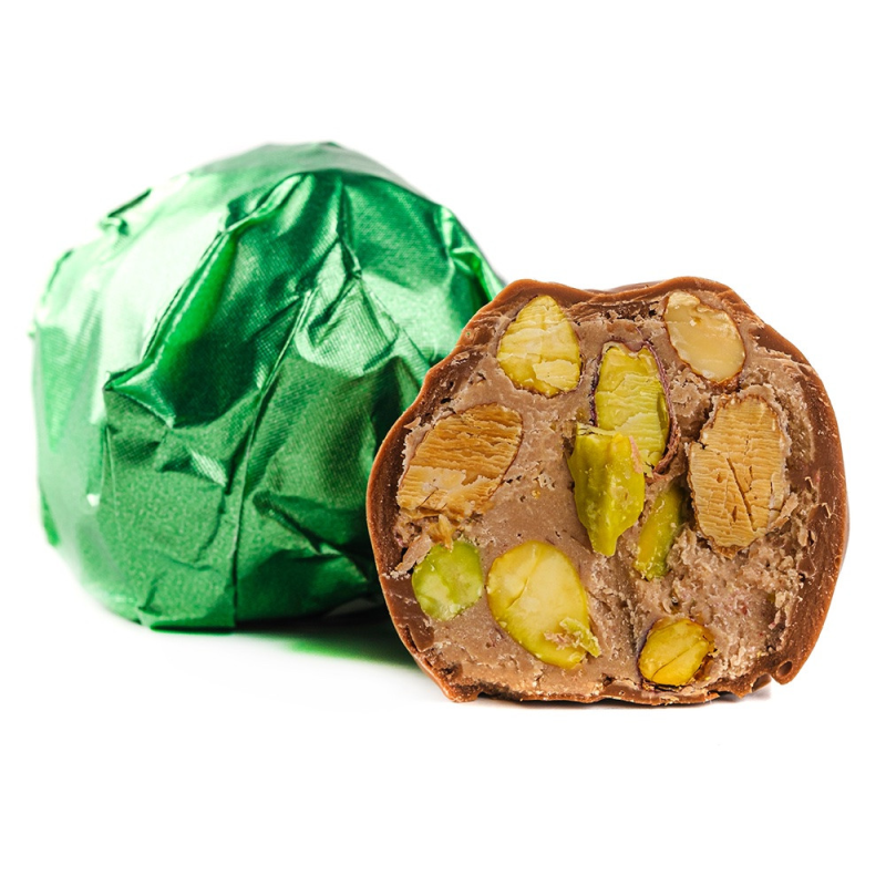 Цукерки Дубайські Lux Choco №27, 3 кг, з фісташкою та мигдалем в молочному шоколаді