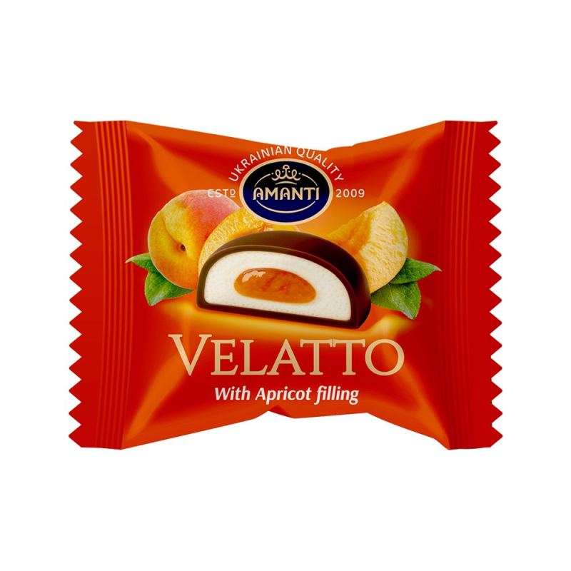 Цукерки “VELATTO“ зі смаком АБРИКОСУ, 1 кг, виробник Amanti, Україна
